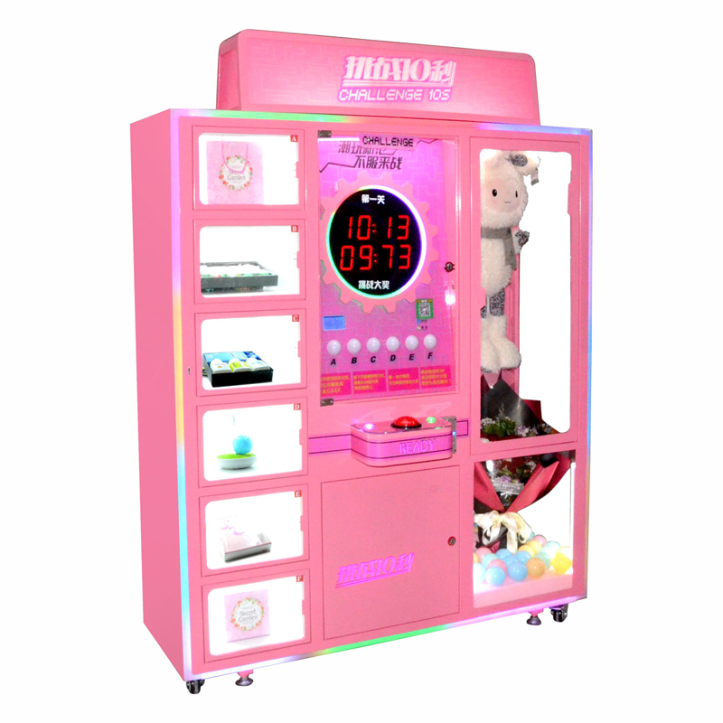 Mini Coin-Operated Claw Machine 10-Second Challenge Prize Vending Game LED Lamp Plastic Metal Cabinet Wooden Board Fun