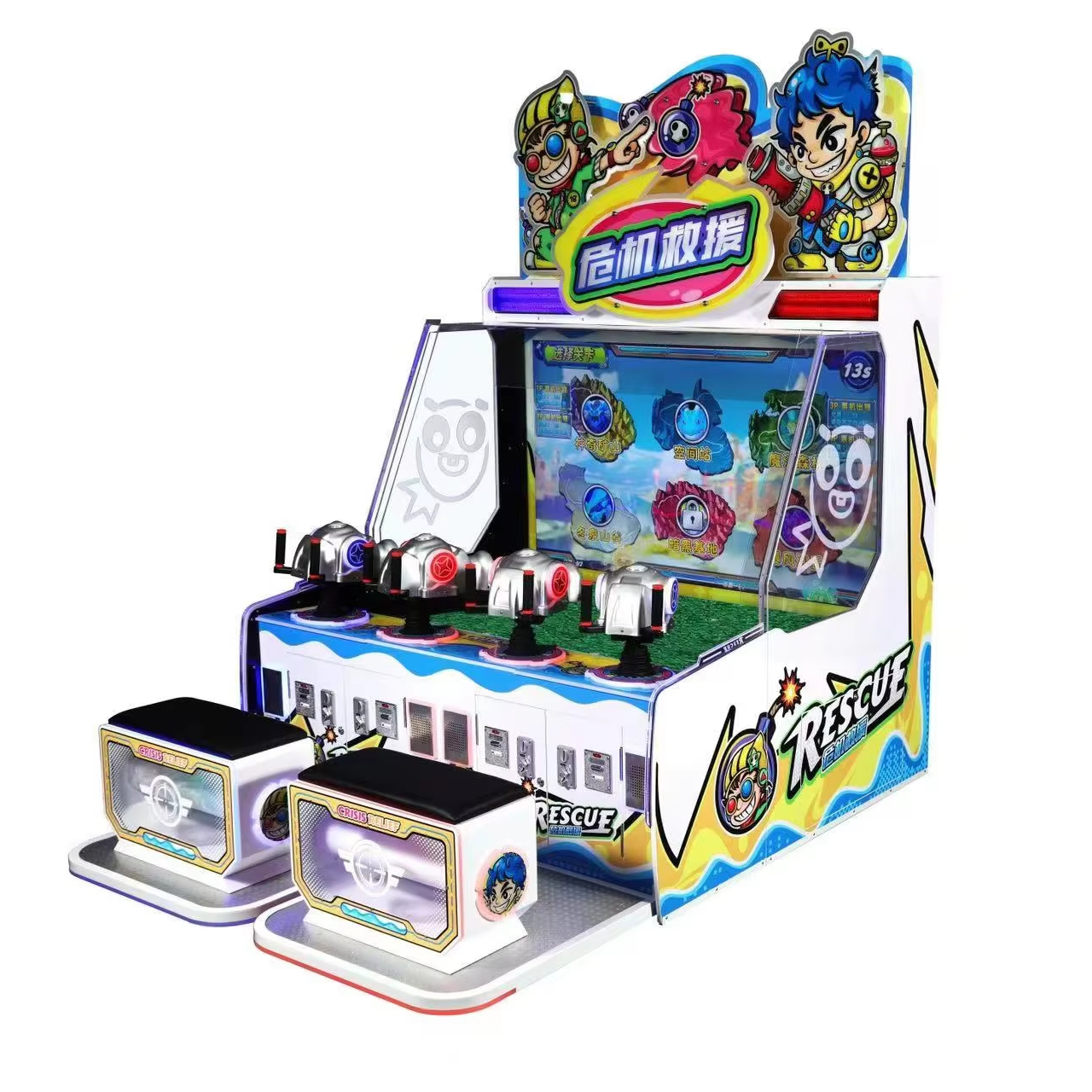 Fun 4-Player Water Shooting Simulator Arcade Cabinet Popular Coin-Operated Crisis Rescue Amusement Machine Ticket Redemption