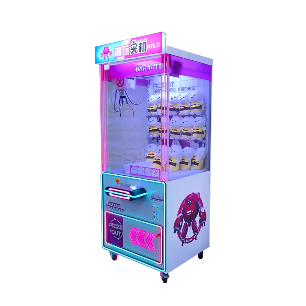 Customized 220v Crane Plush Toy LED Lamp Claw Machine Doll Age 6+ Kids' Coin Operated Games Metal 1-Year for Mall Shopping