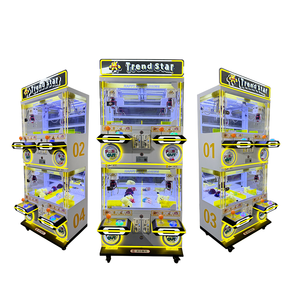 4-Player Coin Operated Crane Machine Cheap Plastic Doll Candy Vending Claw Toy Gift for Kids