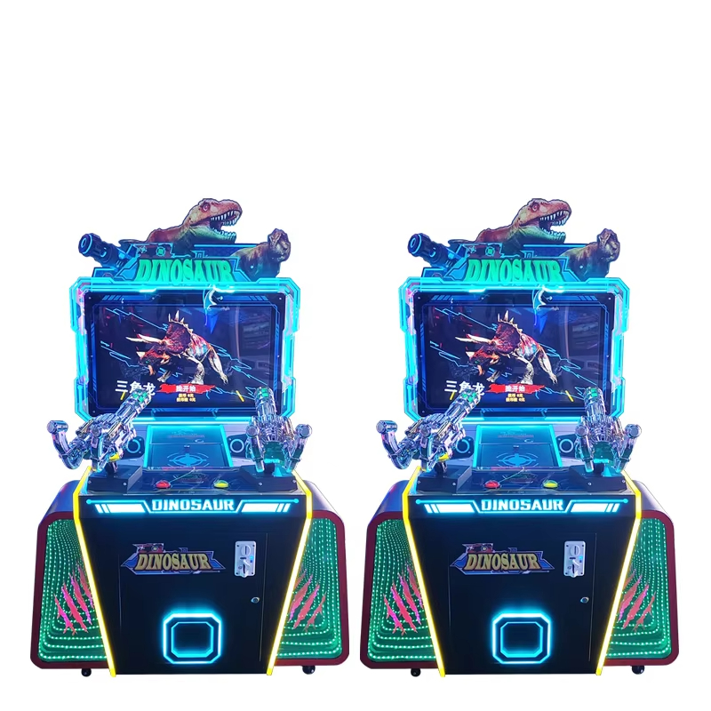 42-Inch Dinosaur Park Video Coin Pusher Kids' Amusement Racing Machine Gun Shooting Games Metal 220v