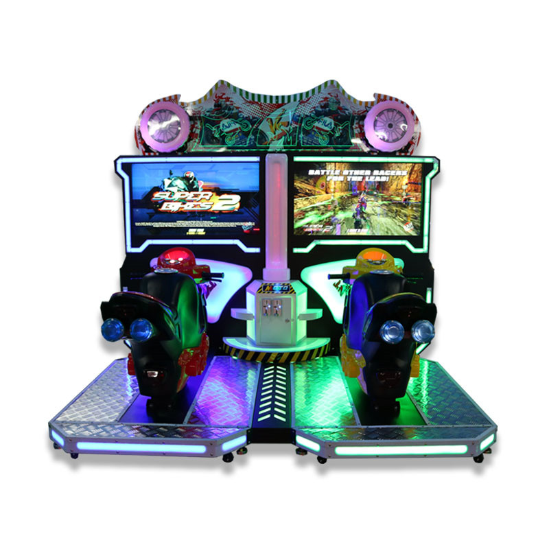 Twin Coin Motorcycle Racing Console Perfect Gift Large Game Halls Essential Metal Game Machine Children English Car Racing Game