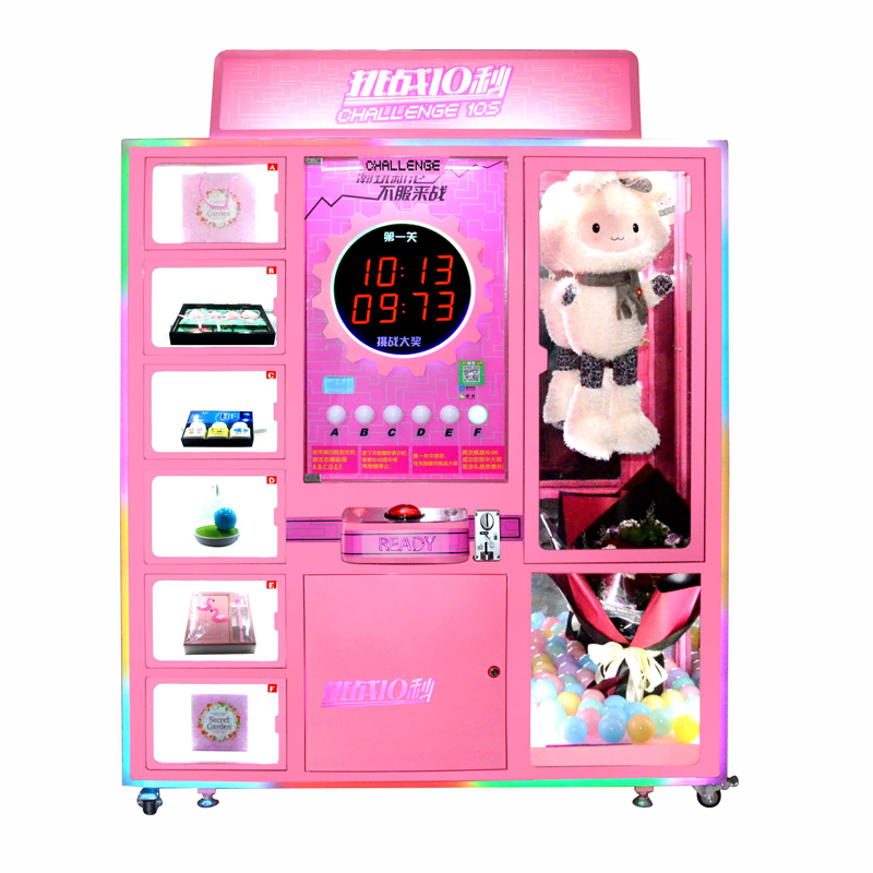 Mini Coin-Operated Plush Claw Machine 10-Second Challenge Prize Vending Game Kid-Friendly Board Bill Acceptor Fun Amusement Gift