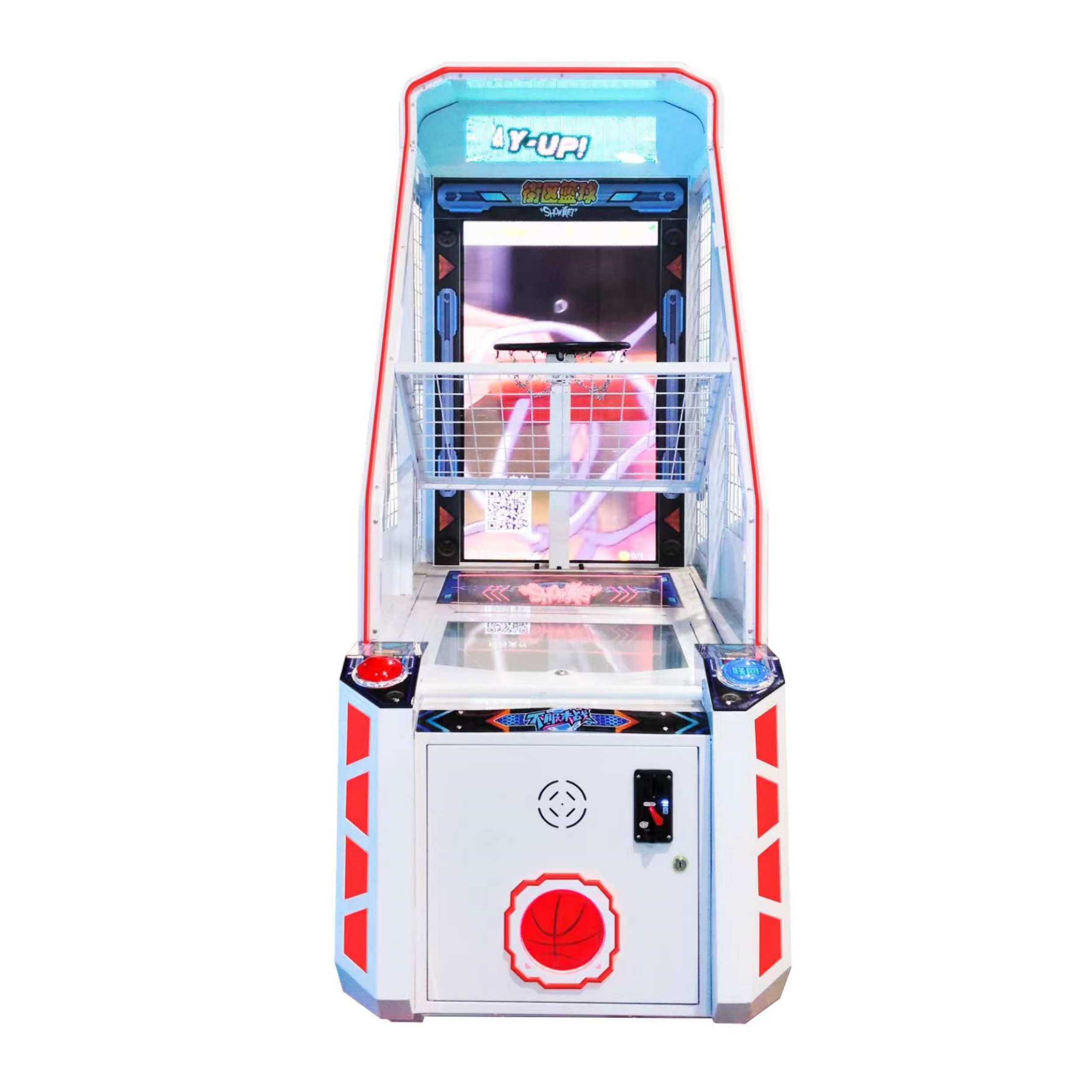 Indoor Arcade Basketball Game Machine 1-Year Warranty Metal and Plastic Construction for Amusement Centers